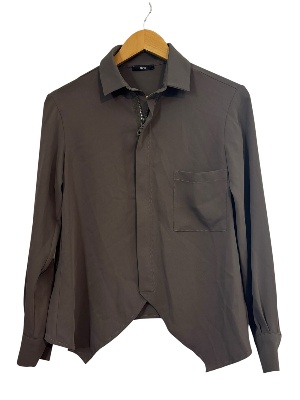 Ruti Asymmetric long sleeve collared zip up Shirt women’s size 00